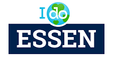 Logo mit dem Text "I do ESSEN" und einer globeartigen Grafik darüber.