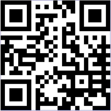 Schwarz-weißer QR-Code auf hellem Hintergrund.